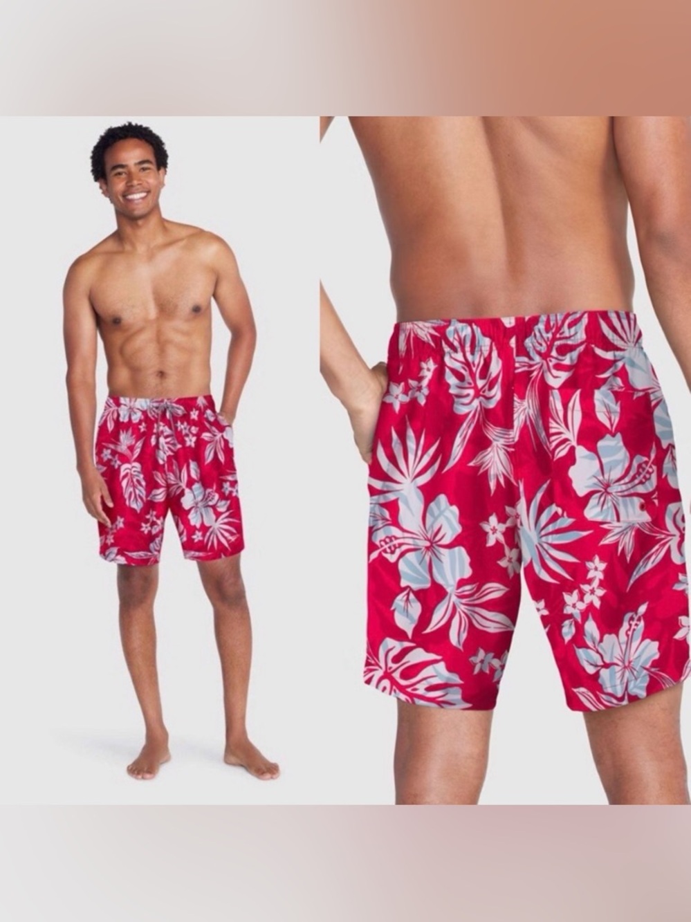 Speedo Men's 7" Floral Print Swim
Shorts - Coral Red size XL
X-Large X-Large